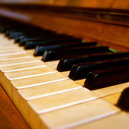 Close up of piano keys