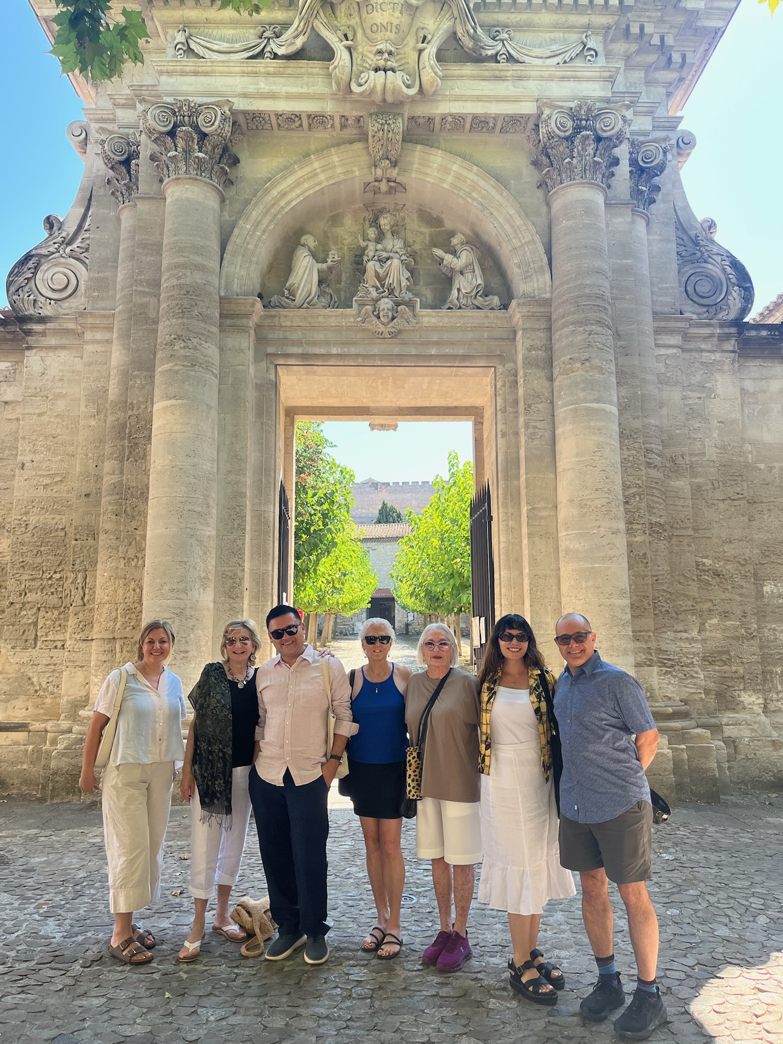The Avignon travel group gathering for the performance of of Mon Frère by François Gremaud at la Chartreuse in Villeneuve-lès-Avignon.