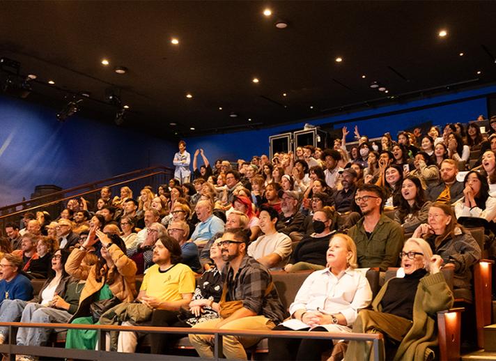 audience engaging with a performance at The Nimoy