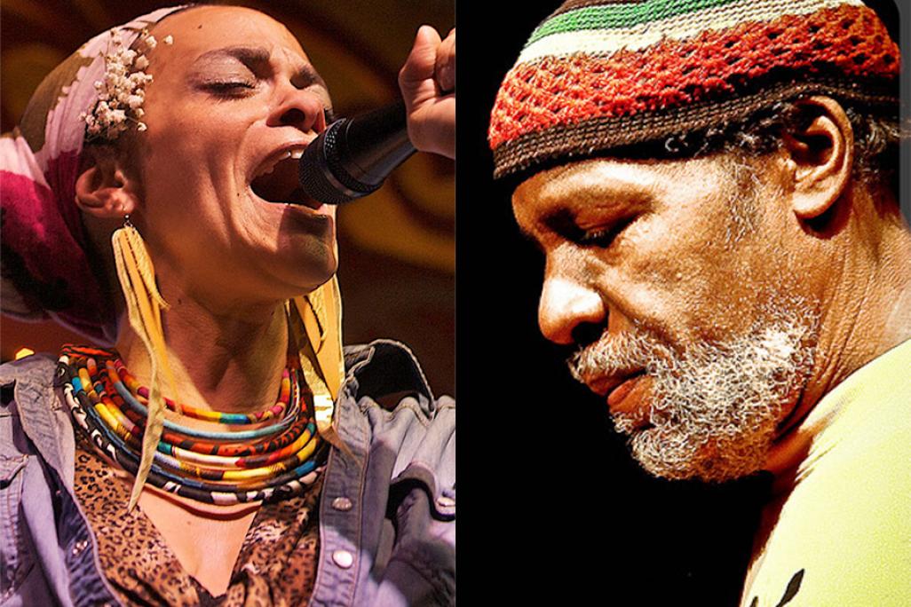 Side by side close up portraits of Ursula Rucker and Abiodun Oyewole