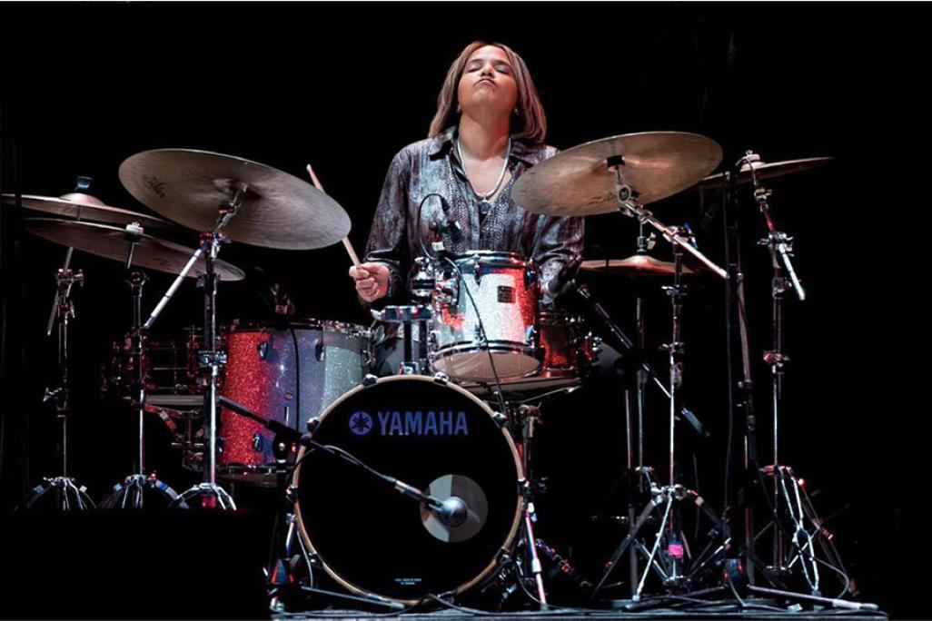 Terri Lyne Carrington plays the drums on stage