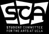 Black and white logo for the Student Committee for the Arts at UCLA