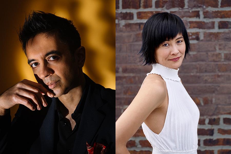 portrait photographs of Vijay Iyer and Jennifer Koh side by side