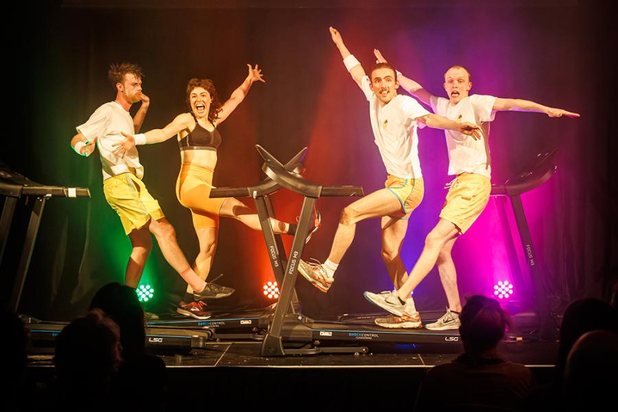 Members of Australia’s award-winning theater collective Pony Cam performing "Burnout Paradise"