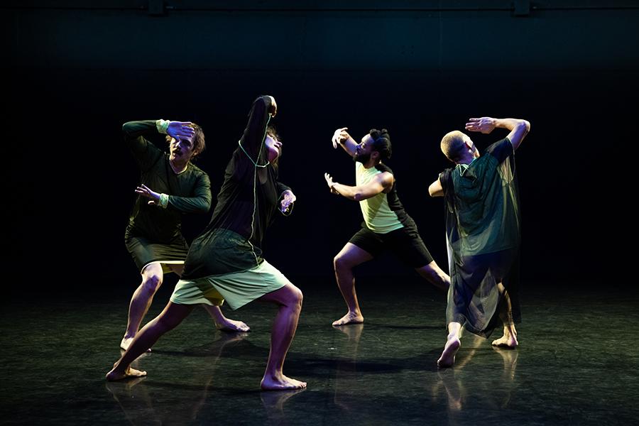 Jay Carlon (L.A.), Justin Faircloth (NYC), Wendell Gray (NYC) and Evelyn Sanchez (L.A.) on stage performing for their performance of "Super Nothing" at Freud Playhouse