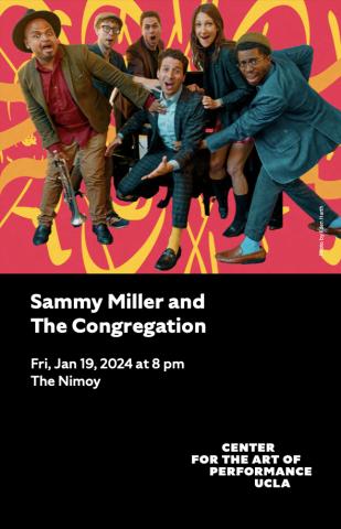 Program cover for Sammy Miller and The Congregation, featuring the band in front of a colorful background
