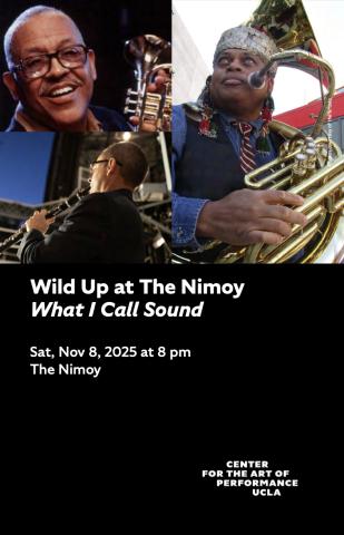 Program cover for 'What I Call Sound' featuring split images of (clockwise left to right) Bobby Bradford, William Roper, and Brian Walsh