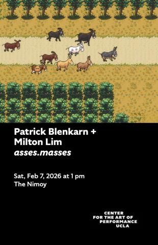 Program cover for 'asses.masses' featuring image from the game of donkeys running through a field