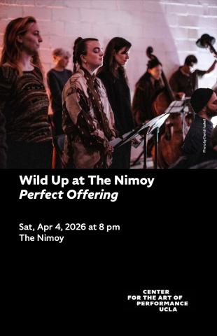 Program cover for 'Perfect Offering' featuring image of members of wild up standing in profile with music stands in front of them