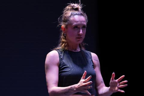 choreographer Victoria Marks on stage performing