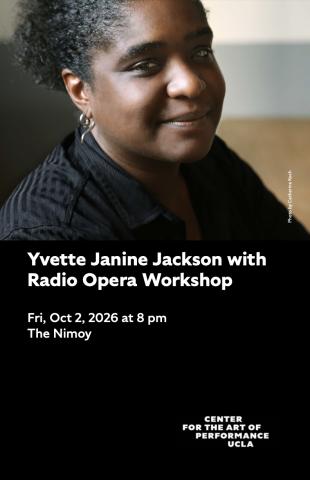 Program cover for Yvette Janine Jackson and Radio Opera Workshop featuring headshot of Jackson sitting in profile, smiling at the camera