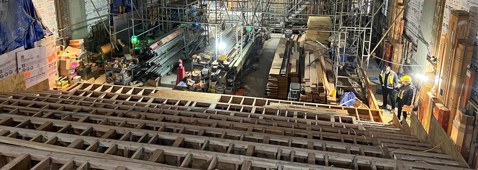 Construction begins on interior balcony