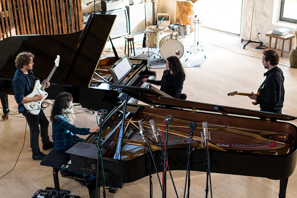 Members of Dream House Quartet perform in a studio