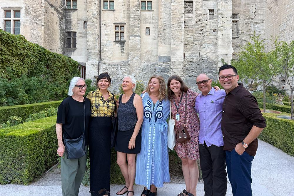 The Avignon travel group gathering for the Première of We Do Not Part – Han Kang by Julie Deliquet with Isabelle Hupert at the Cour d’honneur du Palais des Papes