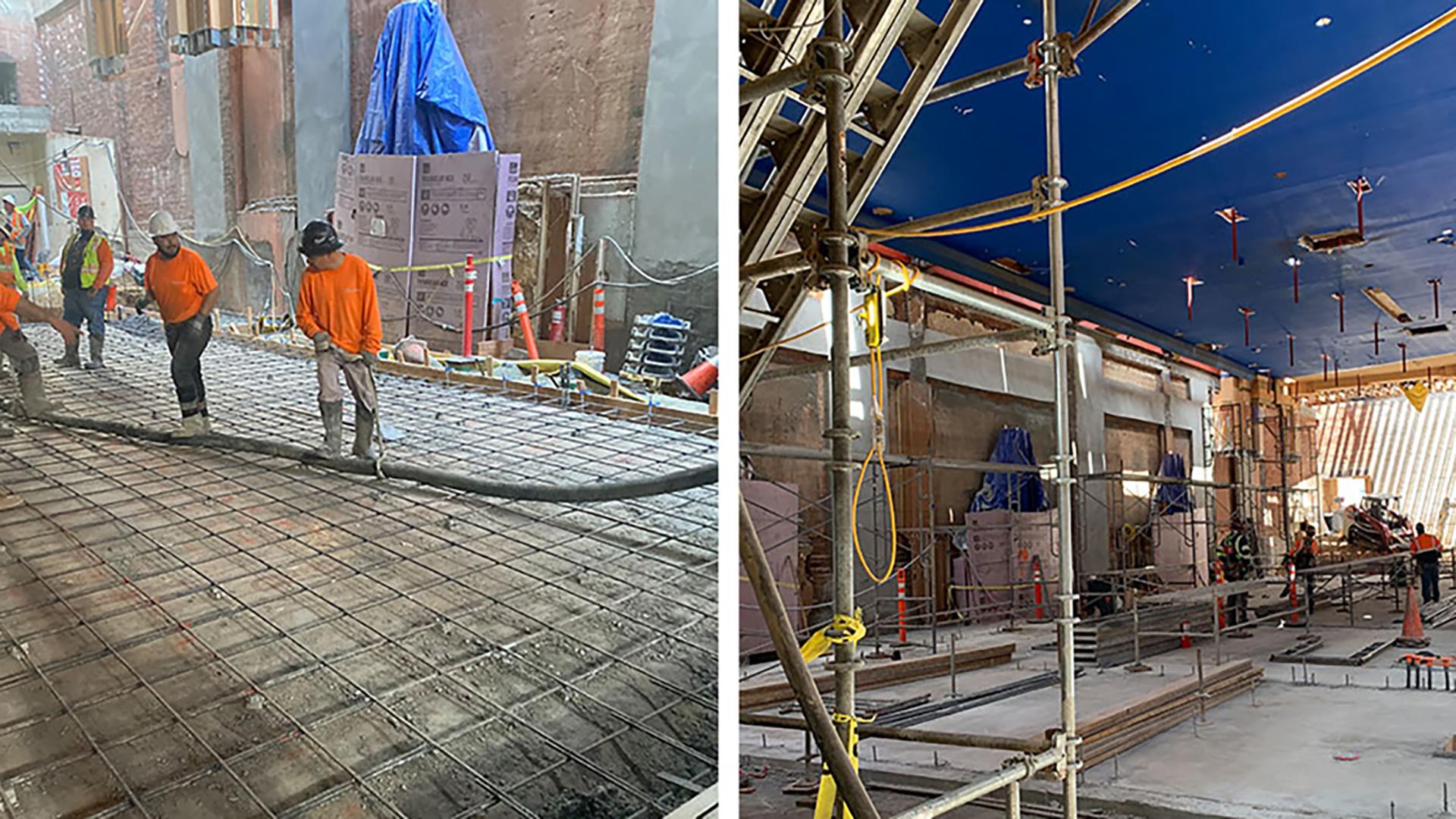 The construction team has recently completed the concrete pour of the venue’s floor and will begin work on other major upgrades.